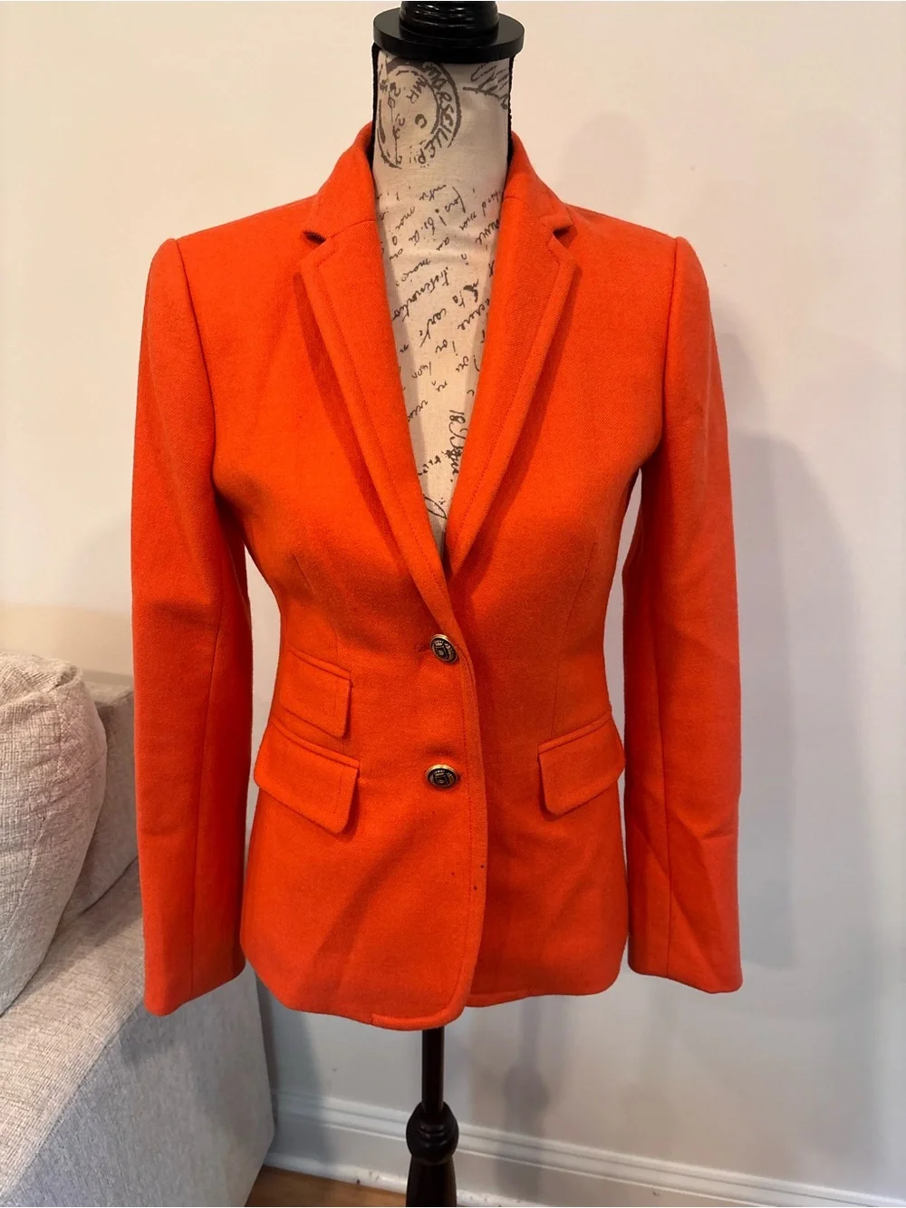J.Crew orange wool blazer size 2